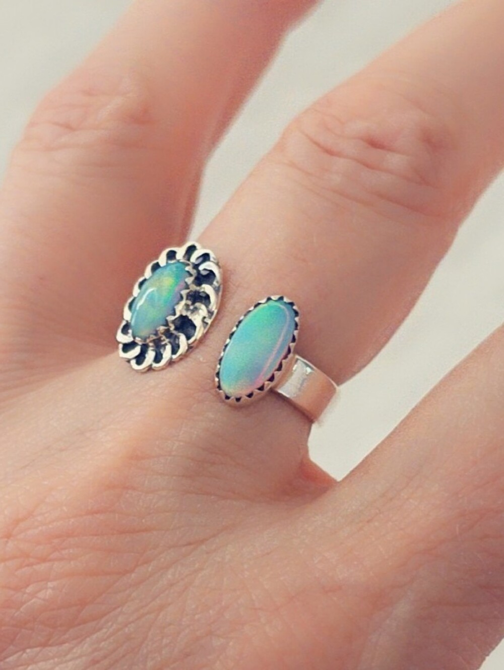 Bypass Opal 925 Sterling Silver Gemstone Ring
